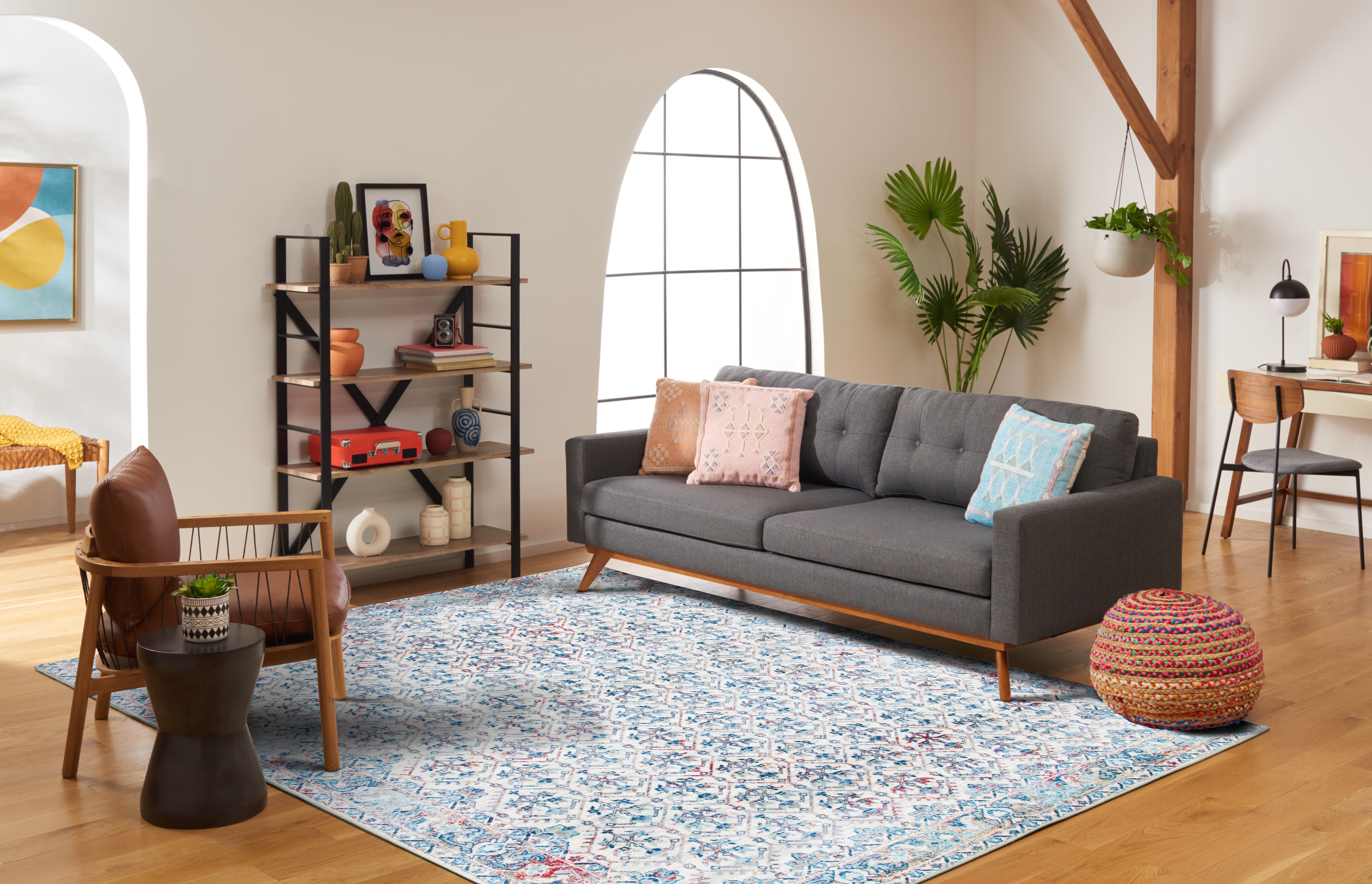 SAFAVIEH Brentwood Pompeii Geometric Area Rug, Ivory/Blue, 9' x 12'