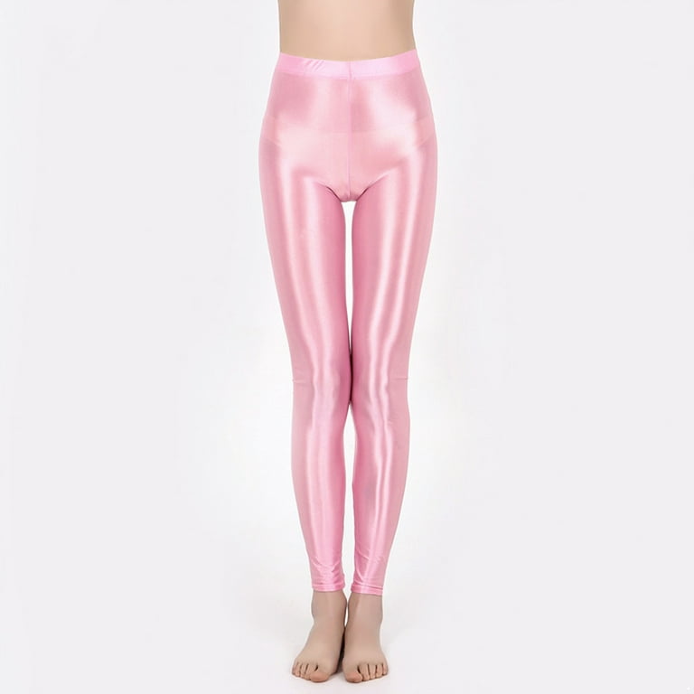 YONGHS Women's Metallic Yoga Pants High Shiny Oil Sports Leggings Tights