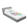thumbnail image 3 of Saying Bedding Set with Sheet & Covers, Colorful Composition with Doodle Pattern Motivational Message Adventure Lifestyle, Printed Bedroom Decor 2 Shams, 4 Sizes, Multicolor, by Ambesonne, 3 of 3