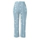 thumbnail image 4 of WILLBEST Pantalones Casuales para Mujer, Ligeros, de Verano, de Lino Estampado, con Cordón, Cintura Elástica, Pierna Recta y Bolsillos para Uso Diario. Chica, 4 of 4