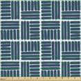 thumbnail image 2 of Ambesonne Navy Blue Fabric by the Yard Upholstery, Stripes in Squares, 1 Yard, Night Blue and White, 2 of 5