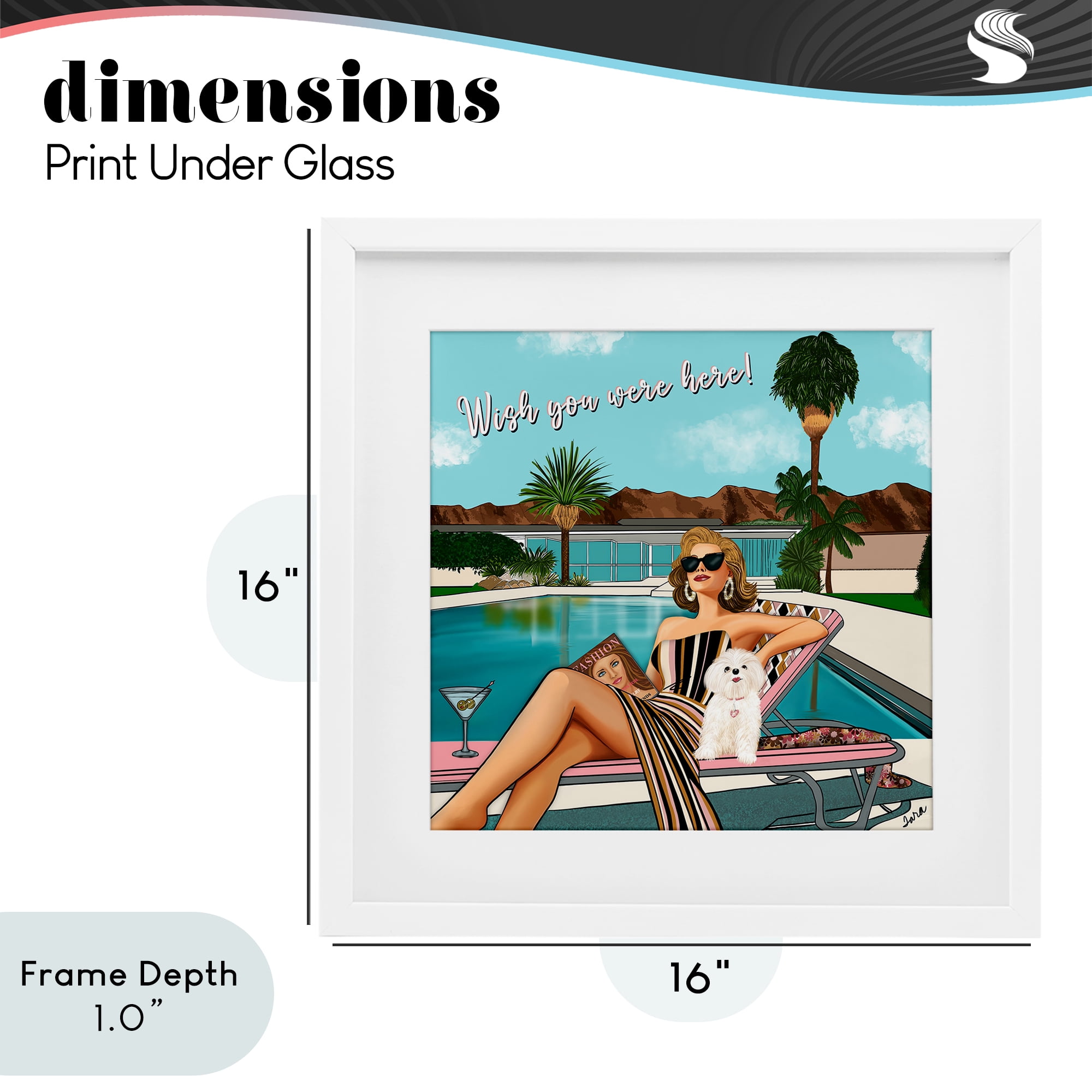Stupell Industries Wish You Were Here Palm Springs White Framed Print Under Glass, design by Tara Boone