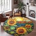 thumbnail image 2 of Round Area Rug, Sunflowers7 Non-Slip Floor Mat, Soft Washable Carpet for Living Room Bedroom Decor 24 Inch, 2 of 6