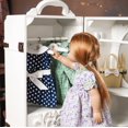 thumbnail image 4 of The Queen's Treasures 18 Inch Doll Clothes Storage Case Furniture, Fully Assembled White Wooden Trunk Includes Vanity, Stool, Hangers, Compatible For Use With American Girl Dolls, Clothes & Shoes, 4 of 8