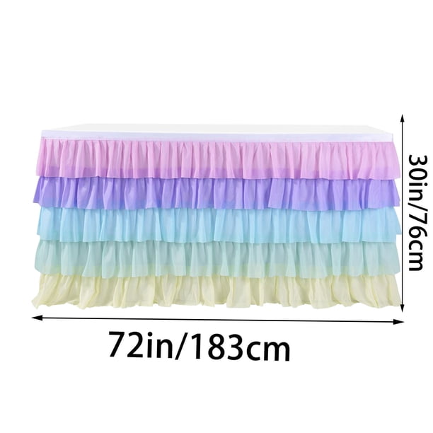 Mantel plisado de 5 capas, 1,8 m, para fiestas, banquetes, mantel con volantes multicapa, tela lavable, decoración para mesas de diferentes formas.