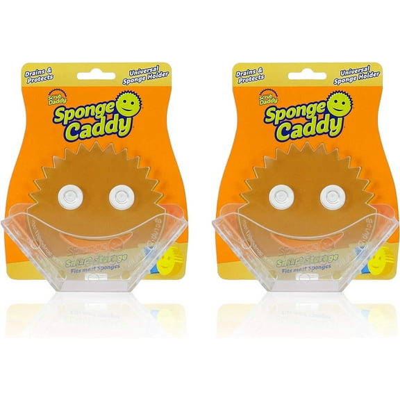 Scrub Daddy Sponge Holder - Sponge Caddy- Suction Sponge Holder, Sink Organizer for Kitchen and Bathroom, Self Draining, Easy to Clean Dishwasher Safe, Universal for Sponges and Scrubbers - 2 pack