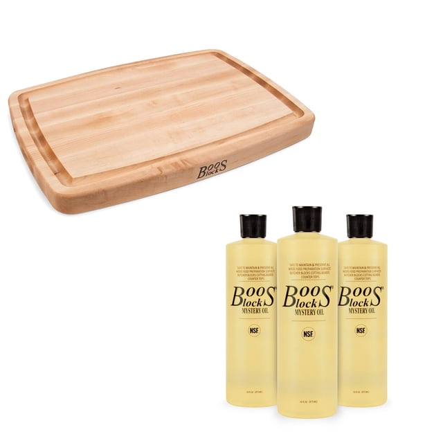 John Boos 14" Maple Cutting/Carving Board with Mystery Maintenance Oil 3 Pack