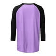 thumbnail image 5 of Fanxing Women Raglan Sleeve Baseball T-Shirts Summer Casual 3/4 Sleeve Tops Loose Fit Pullover Colorblock Crewneck Blouse Purple,XXL Female, 5 of 5