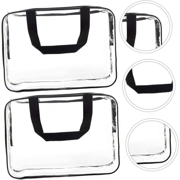2 PCS Large Clear Makeup Cosmetic Organizer Bag, Plastic Tote Bags, Waterproof Transparent Handbag Purse
