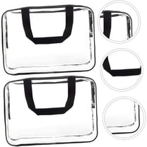 2 PCS Large Clear Makeup Cosmetic Organizer Bag, Plastic Tote Bags, Waterproof Transparent Handbag Purse