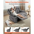 thumbnail image 2 of KFFKFF Dual Reclining Loveseat Sofa with Heating and Massage, Comfortable Velvet Electric Recliner with USB Ports, Cup Holders, and Side Pockets, Ideal for Living Room, Grey, 2 of 9