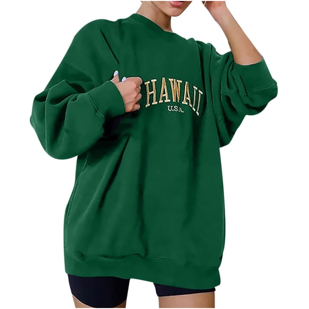 Tops de manga larga con cuello redondo para mujer, sudadera con estampado de letras para otoño e invierno, Tops Pompotops gfhjh9682