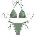 thumbnail image 3 of FINALGANG Womens Triangle Thin String Strap Solid Color Two Piece Bikini Set Side Tie Adjustable Bikini Bottom Minimal Slim Swimwear For Summer Beach Vacation Fashion Swimwear XL, 3 of 3