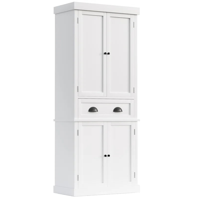 Lacoo 72'' Tall Pantry Cabinet with 4 Doors, Adjustable Shelves & Large Drawer, Storage Cabinet for Kitchen, Dinging Room, Living Room, White