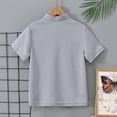 thumbnail image 6 of FINALGANG Boys Kids Casual Solid Color Short Sleeve Polo Shirt Stand Collar With Placket Button Regular Fit Top For Spring Summer Daily Wear Grey 7-8 Years, 6 of 6