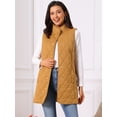 thumbnail image 4 of DARING DIVA Women's Stand Collar Sleeveless Puffy Jacket Lightweight Gilet S Brown, 4 of 8