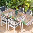 thumbnail image 2 of Easter Table Cloths for 8 Foot Rectangle Tables, Rabbit Colorful Eggs Flowers Plants Wooden Grain Patio Waterproof Elastic Fitted Tablecloths, Washable Rectangular Table Cover for Camping, 2 of 8