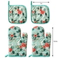 thumbnail image 5 of 4 Pack Oven Mitts and Pot Holders Set, Heat Resistant Fabric Bake Pot Holders Gloves, Green Floral, 5 of 5