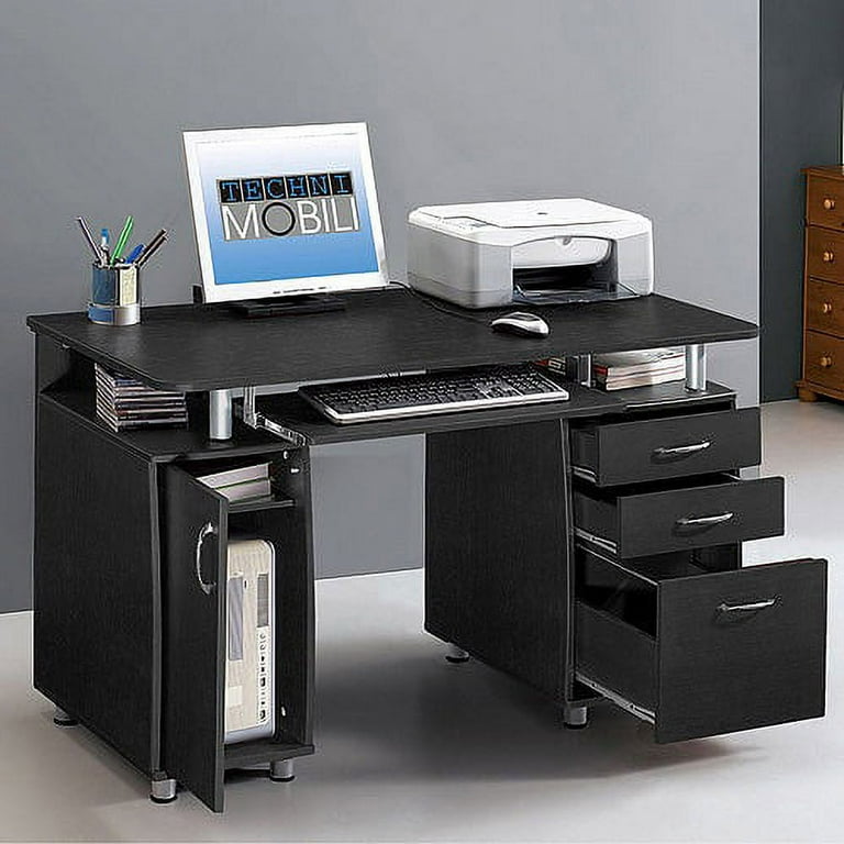 Techni Mobili Complete Workstation Computer Desk with Storage, Espresso