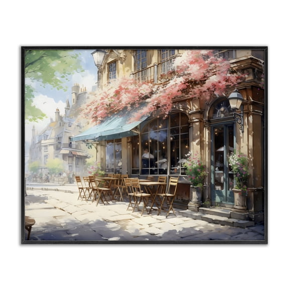 Stupell Industries Cherry Blossom Bistro Black Framed Giclee Art design by LSR Creative Studio, 11 x 14