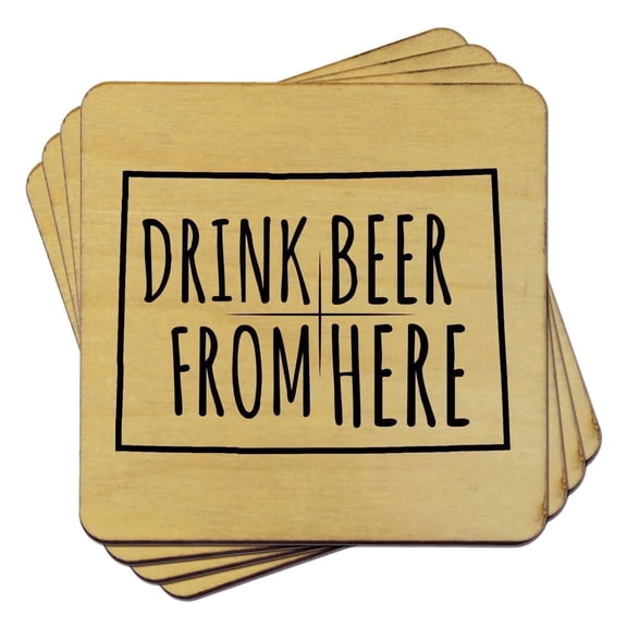 Torched Drink Beer Coaster Set of 4 Coasters Drinks 4"L x 4"W Brown