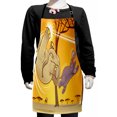 thumbnail image 1 of Elephant Kids Apron, Elephant and Hippo Playing Football Cartoon Print Animal Design, Boys Girls Apron Bib with Adjustable Ties for Cooking Baking Painting, Orange Umber Purple, by Ambesonne, 1 of 2