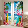 thumbnail image 2 of Manfei Cute Flamingos Kitchen Curtains，Colorful Surfboards Pink Floral Black Out Curtains Pack of 2 (42x63 Each), 2 of 7