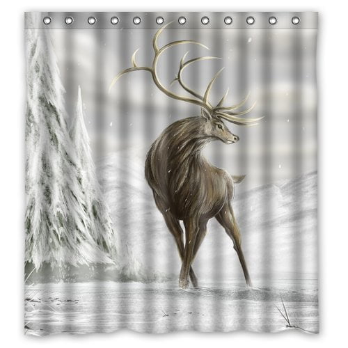 YUSDECOR Cool Frozen Reindeer Shower Curtain Polyester Fabric Bathroom Shower Curtain 60x72 inches