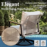 MF Studio Wicker Outdoor Patio Furniture Set, 5-Seat Patio Conversation Set with Swivel Chairs, PE Rattan Outdoor Sofa Set, Beige