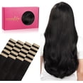 thumbnail image 1 of GFDYREE Extensions de Cheveux à Ruban WENNALIFE pour Femmes, 20 Pcs 50g 24 Pouces Noir Naturel Extensions de Cheveux à Ruban Extensions de Cheveux Humains Rallonge Cheveux Humain Lisse Extensions de Cheveux Invisibles Real Human, 1 of 6