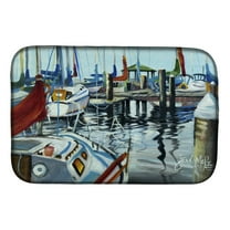 Caroline's Treasures Orange Sail Sailboats Dish Drying Mat