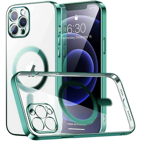 MagSafe Compatible Electroplated Transparent TPU Case for iPhone 15 Pro - Green