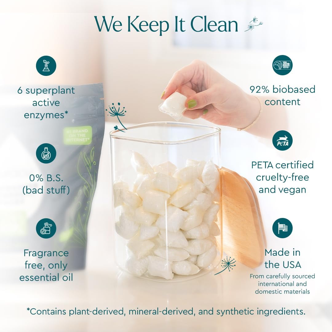 Dishwasher Pods, Dishwasher Detergent, Free & Clear Dish tabs - Enzyme-Powered, Spot & Residue Free - TikTok Trend Items, Must Haves from TikTok Made Me Buy It (Free & Clear, 50 Count)