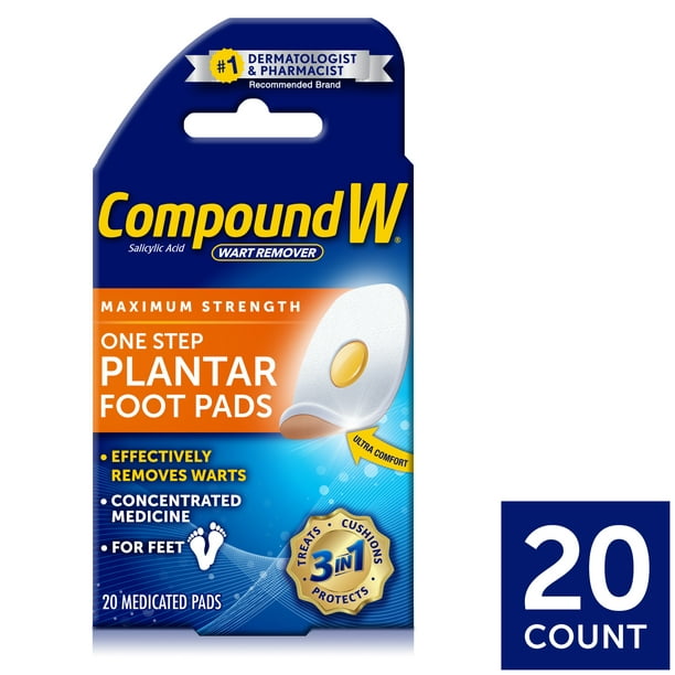 Compound W Maximum Strength One Step Plantar Wart Remover Foot Pads Count Walmart Com