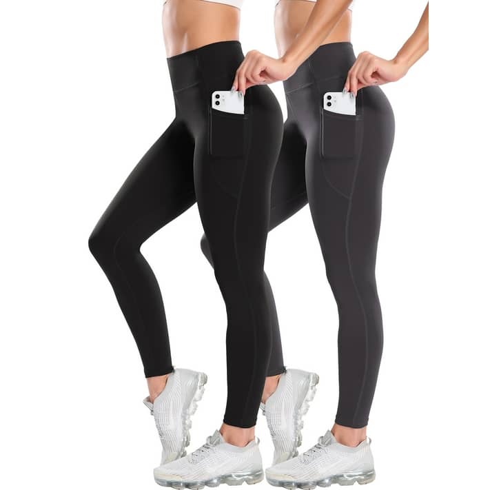 High Waist Yoga Pants with Pockets Tummy Control Workout Legging 4 Way  Stretchy Compression Tights - Walmart.com