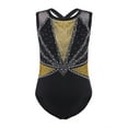 thumbnail image 3 of renvena Gymnastics Leotard for Girls Sleeveless Sparkle Dance Bodysuit Athletic Unitard with Shorts Hairband Black Gold 8, 3 of 7