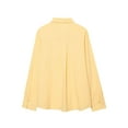 thumbnail image 7 of FRSASU Womens Fall/Winter Shirt Casual Turndown Collar Long Sleeve Linen Button Down Loose Blouse Tops Yellow XS(XS), 7 of 7