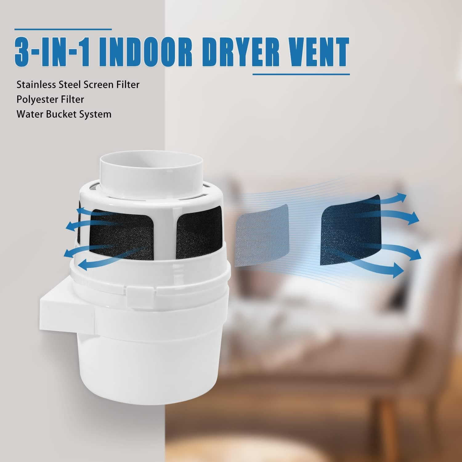 Tuoowo Indoor Dryer Vent Kit Lint Trap Bucket with 4 Inch by 5 Feet Grey Proflex Duct