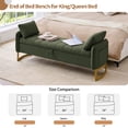 thumbnail image 2 of Aemeios 66"W Teddy Tufted Storage Bench for Bedroom End of Bed with Gold Legs and Two Pillows, Green, 2 of 10