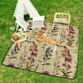 thumbnail image 6 of Floral Beige Vintage Textile Pattern Repeat Outdoor Picnic Blanket, Foldable Waterproof Beach Mat, Portable Beach Blanket for Beach Camping, Hiking, Family Concerts, 6 of 7