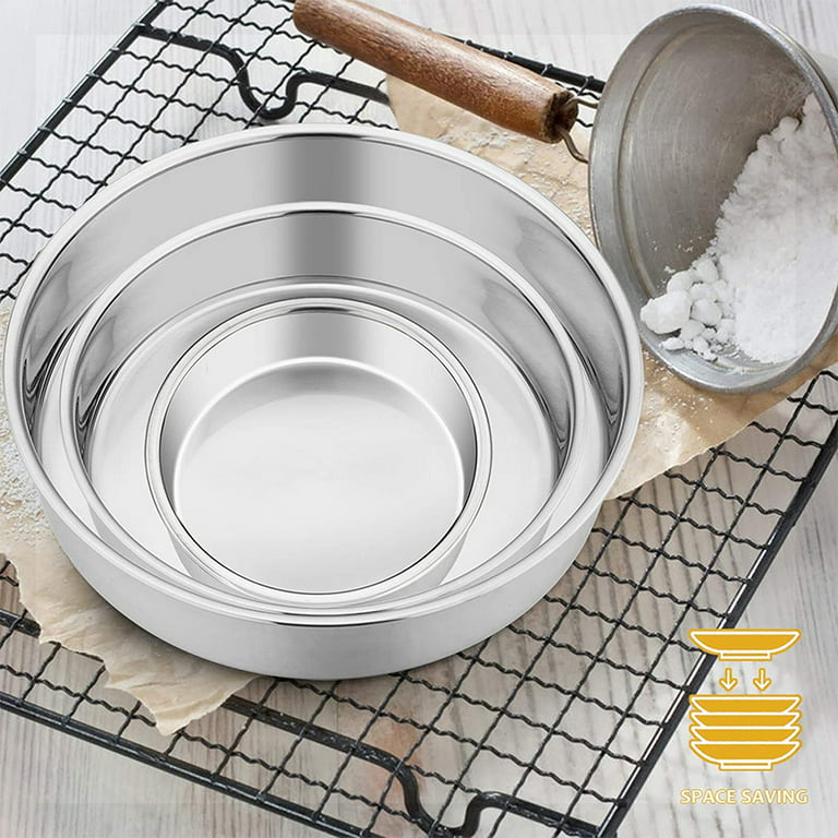 Walchoice Round Cake Pan set of 3, Non-stick Baking Pans for Home, Metal  Cake Tin with Stainless Steel Core, Includes 4/6/8 in Pans