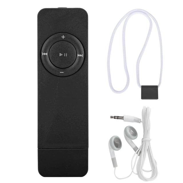 Reproductor de música MP3 Reproductor de MP3 portátil con cordón para escuchar músicaNegro
