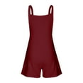 thumbnail image 6 of Aligament Jumpsuits for Women, Women's Solid Color Fashionable Casual Button Pocket Suspender Jumpsuit, Red XL, 6 of 7