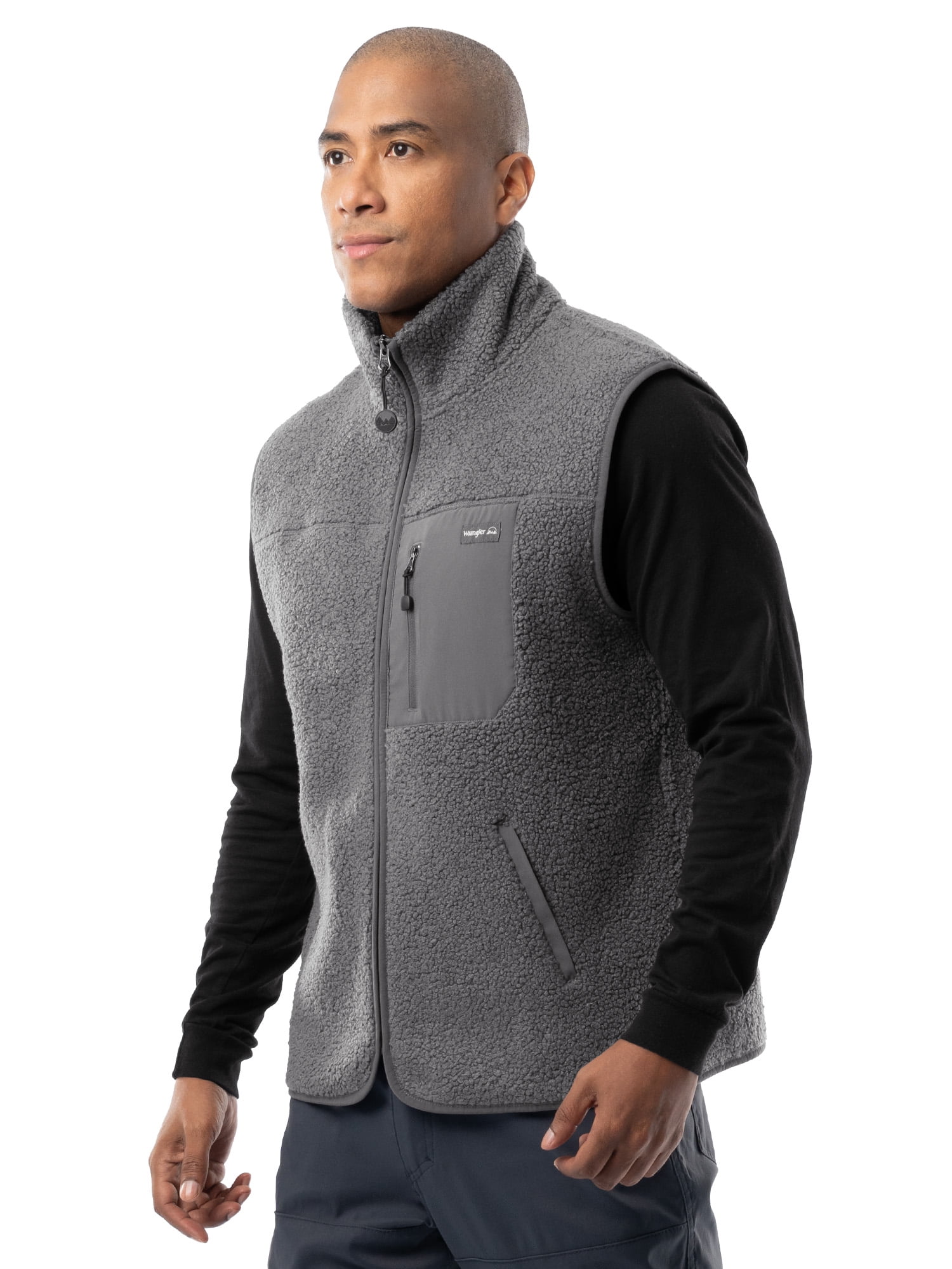 Wrangler Outdoor Men's & Big Men's Full Zip Burly Utility Hiking Sweater Vest, Size S-2XL