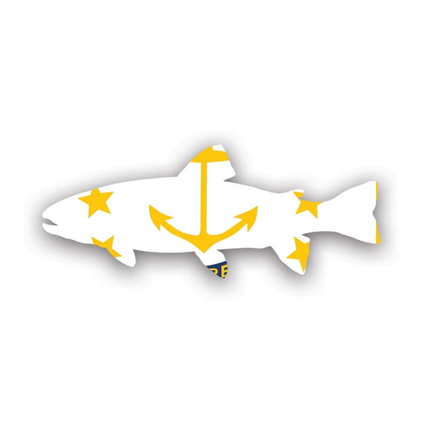 Rhode Island State Shaped Trout Sticker Decal Self Adhesive Vinyl