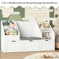 thumbnail image 6 of Homfa Kids Bookshelf with Reading Nook & 3 Movable Drawers, 2 Cube Bookcase with 4-Tier Book Racks, Toy Storage Organizer for Playroom Bedroom, White, 6 of 11