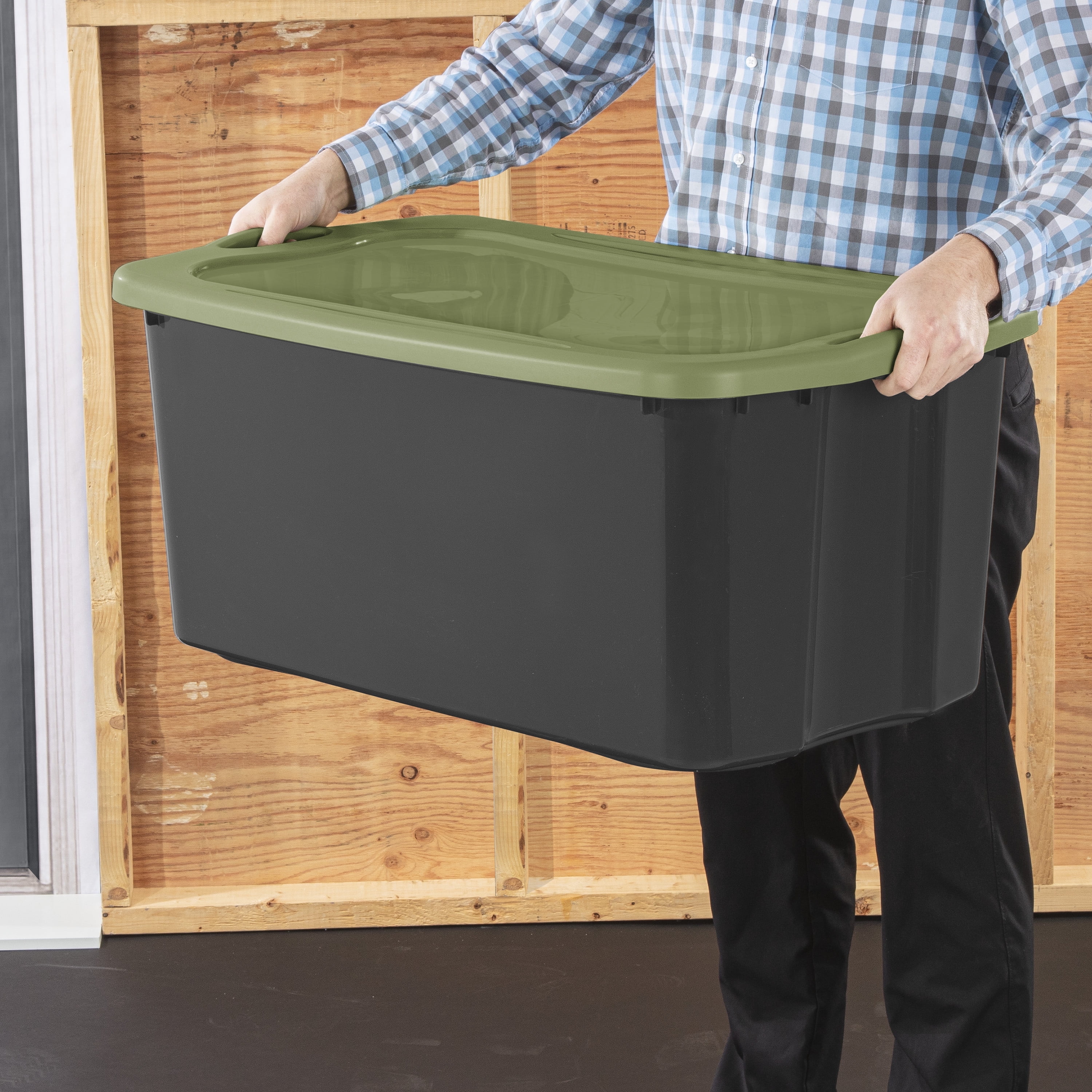 Sterilite 30 Gal. EZ Carry Plastic Flat Gray Sage Legume