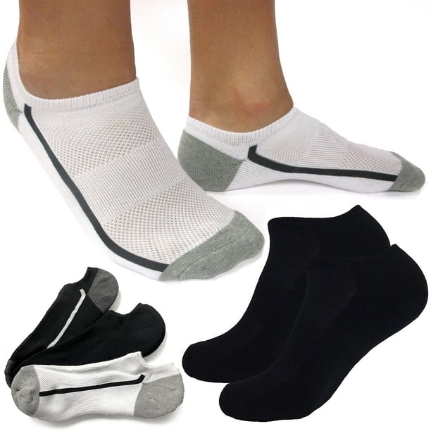 3 Pairs Low Cut Socks Ankle Sport Athletic Peds Black White Grey Men ...