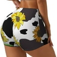 thumbnail image 2 of Sigee Sunflowers Country Print Women's High Waist Workout Shorts - Squat Proof, Tummy Control, Yoga and Gym Activewear-Small, 2 of 9