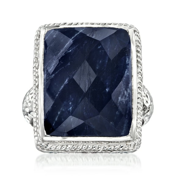 Ross-Simons 17.00 Carat Sapphire Roped-Edge Ring in Sterling Silver, Women's, Adult
